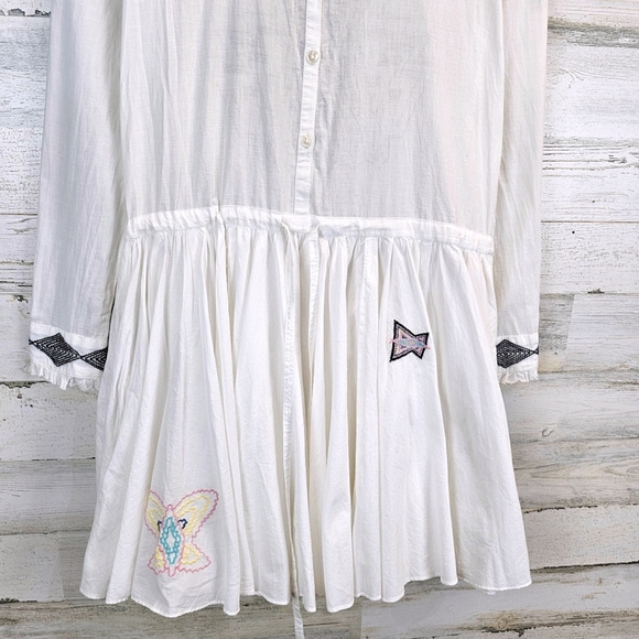 Zadig & Voltaire Ranil White Cotton Embroidered Dress XS Boho Chic Western Mini - Picture 10 of 16
